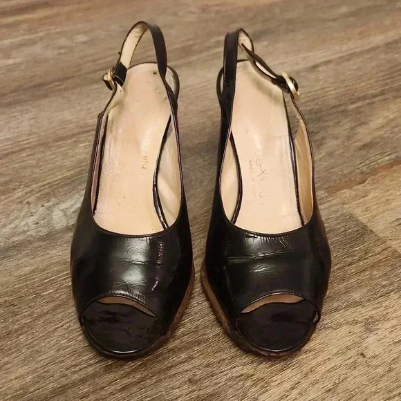 Garolini Black patent leather, leather insole, peeptoe sling back vintage - Picture 3 of 10